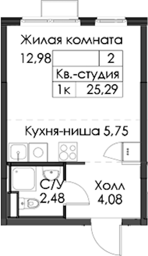 Квартира студия 25.29 м², 11/12 эт., ЖК «Таллинский парк»